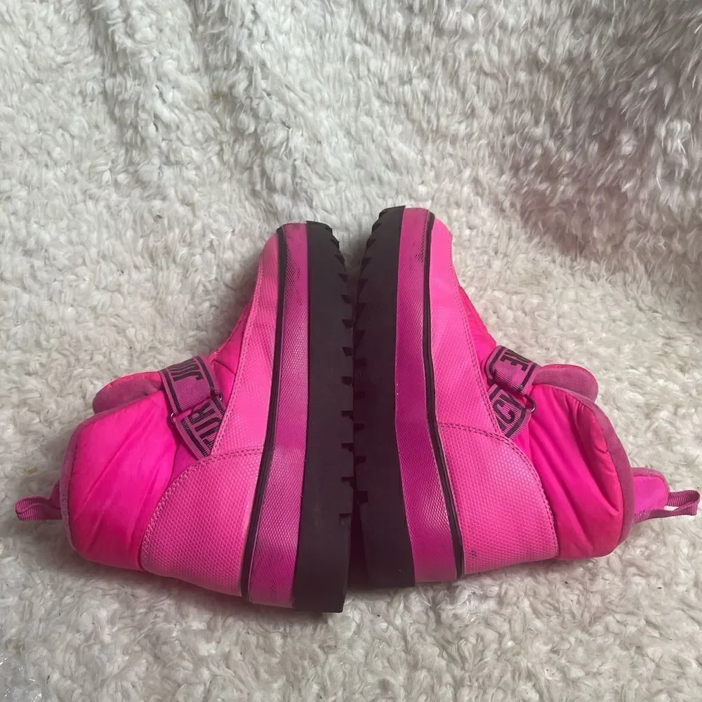 Juicy Couture Veronica Hot Pink & Black Puffer Ankle Boots Womens Size 7.5